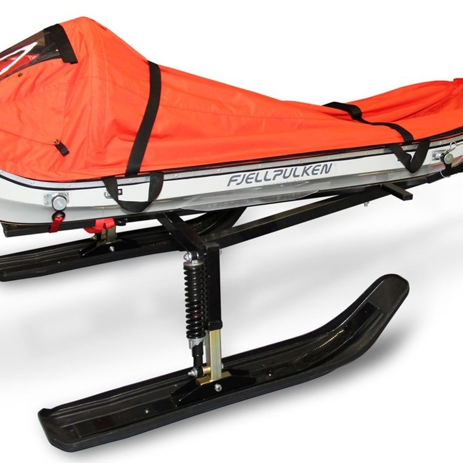 Rescue sled on a snowmobile sledge