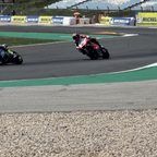 Motorcycles on a race track